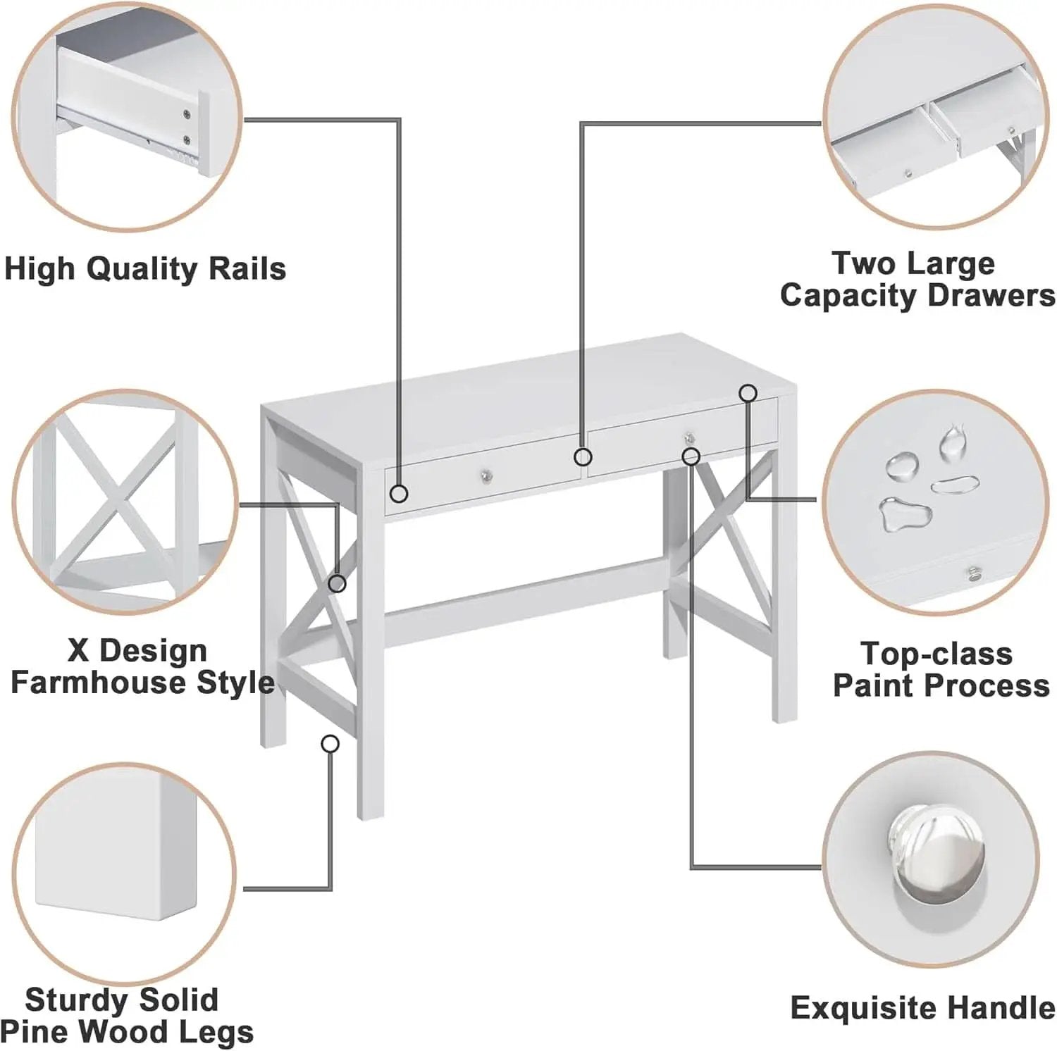 40 Inch White Computer Desk For Home Office Use And Study from PriceLows™