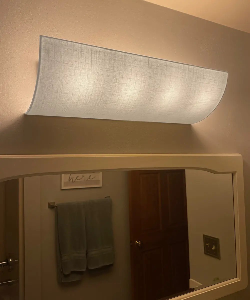 Moderne Vanity Light Cover | 32 Inch | White | Textured Fabric | Hollywood