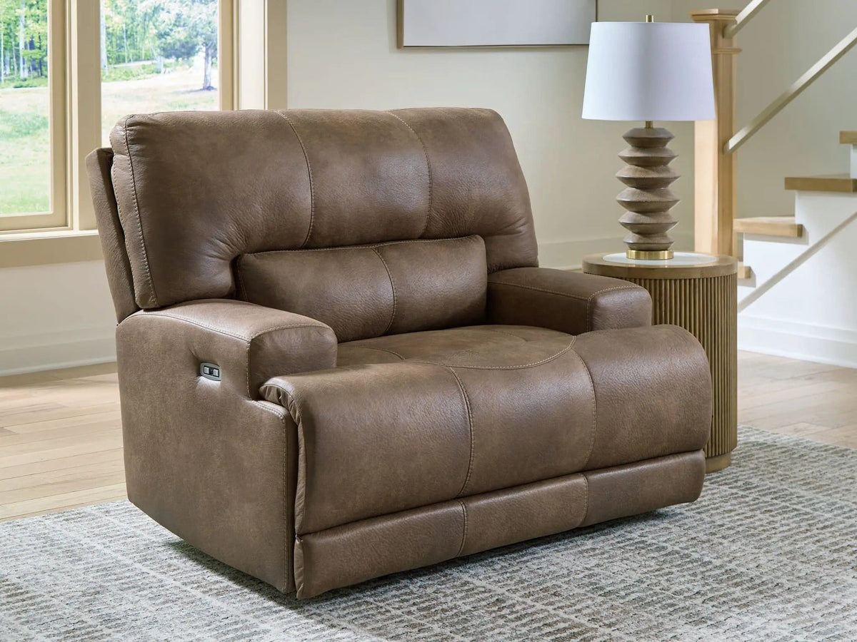 Beckley Place Power Recliner With Adjustable Headrest Reclining Chair | 50 x 42 x 42 in | Faux Leather & Metal | Earth