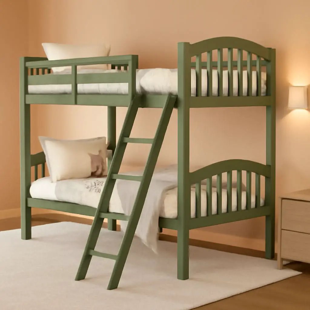 Olive Twin Over Twin Bunk Bed Converts To Two Beds from PriceLows™