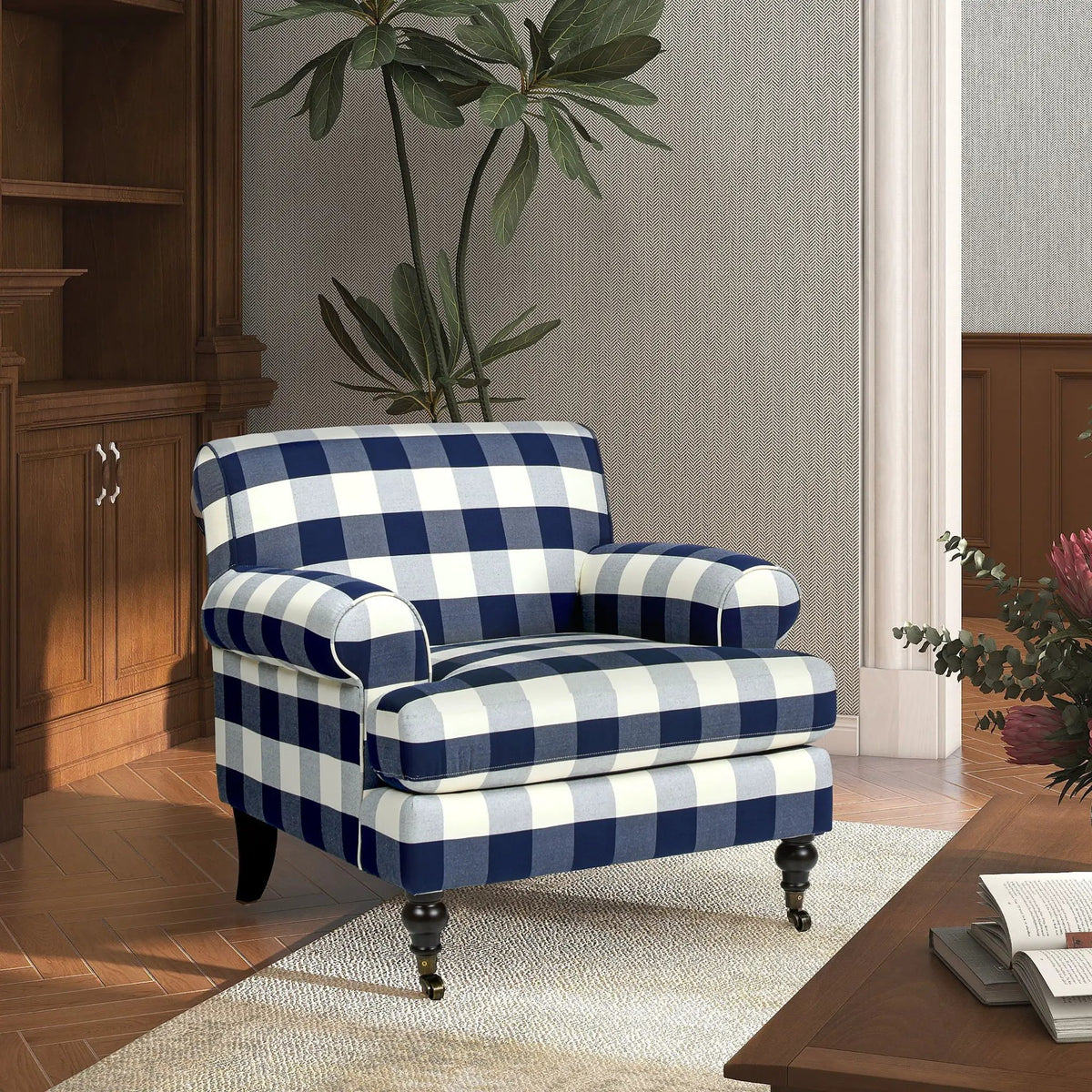 Alana Lawson Accent Arm Chair | Casters | Kiln-Dried Solid Wood Frame | Artisan Crafted