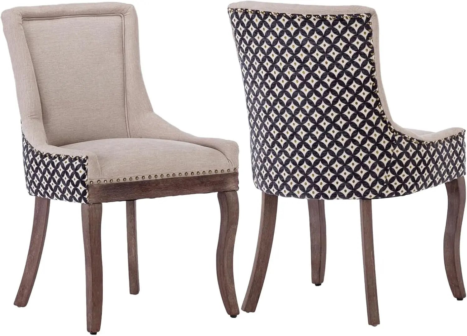 Beige Patterned Modern High Back Dining Chairs Set from PriceLows™