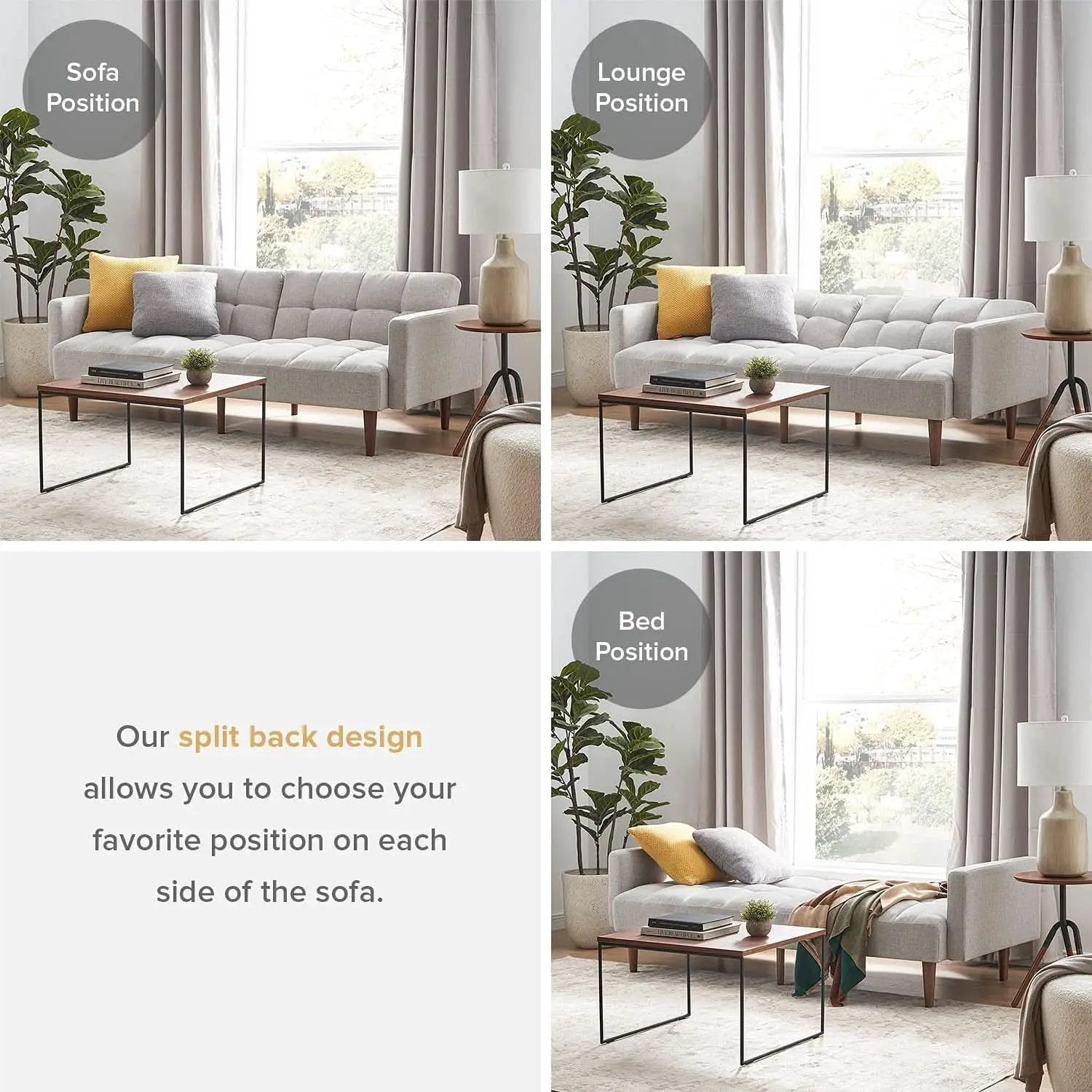 Gray Fabric Twin Futon Sofa Bed With Arms For Small Rooms from PriceLows™