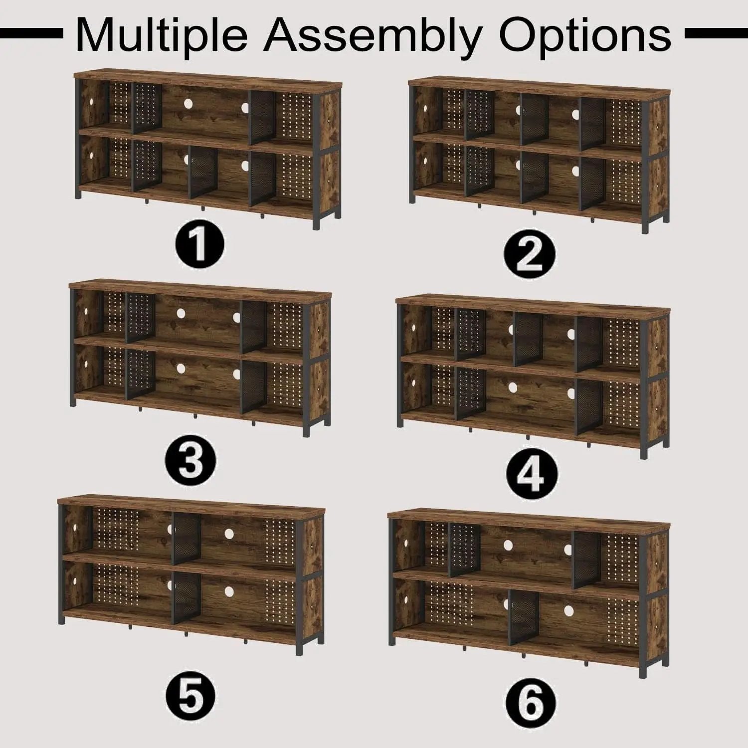 Rustic Brown 63 Inch Bookshelf Cube Storage Five In One from PriceLows™