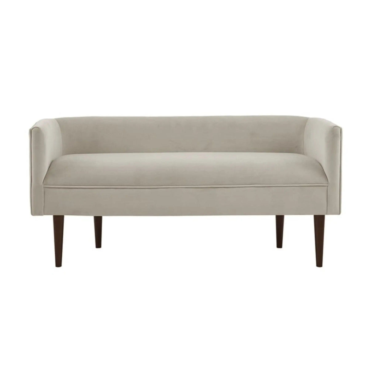 Farrah Accent Bench With Low Back & Sides | 19.5 x 49 x 23.75 in | Solid Wood & Velvet | Cream