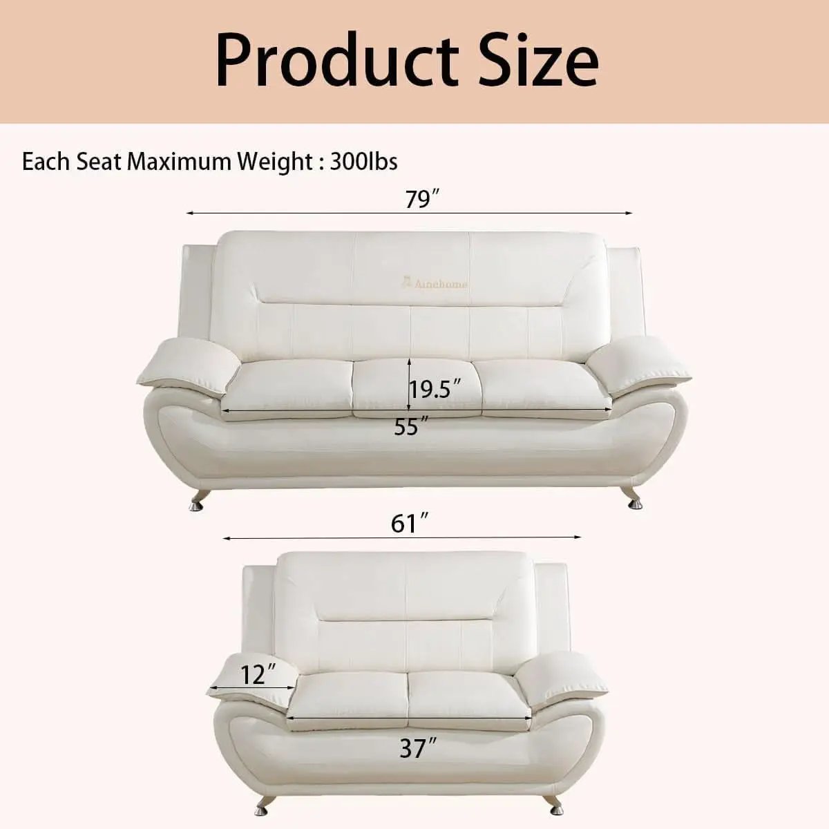 Creamy White 5 Seat Faux Leather Sectional Sofa Set from PriceLows™