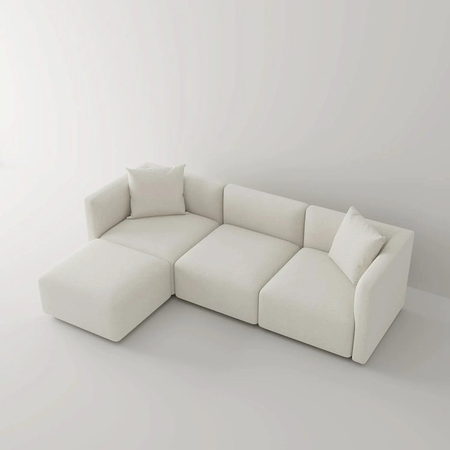 L Shaped Convertible Modular Sectional Sofa Cream Chaise from PriceLows™