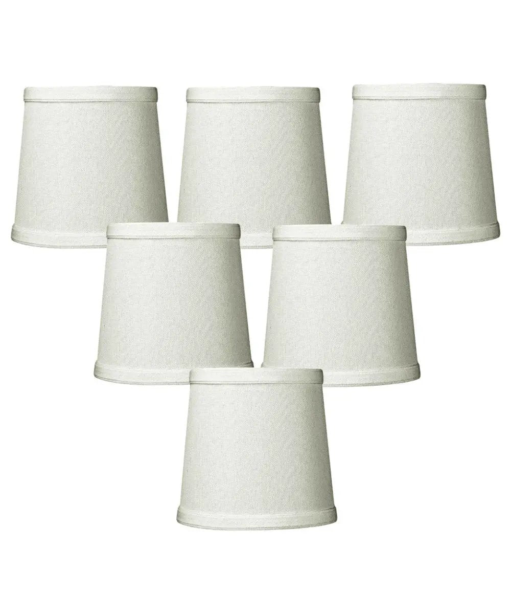 Clip On Drum Lamp Shades | 6 By 5 Inch | Light Oatmeal Linen | Set Of 6