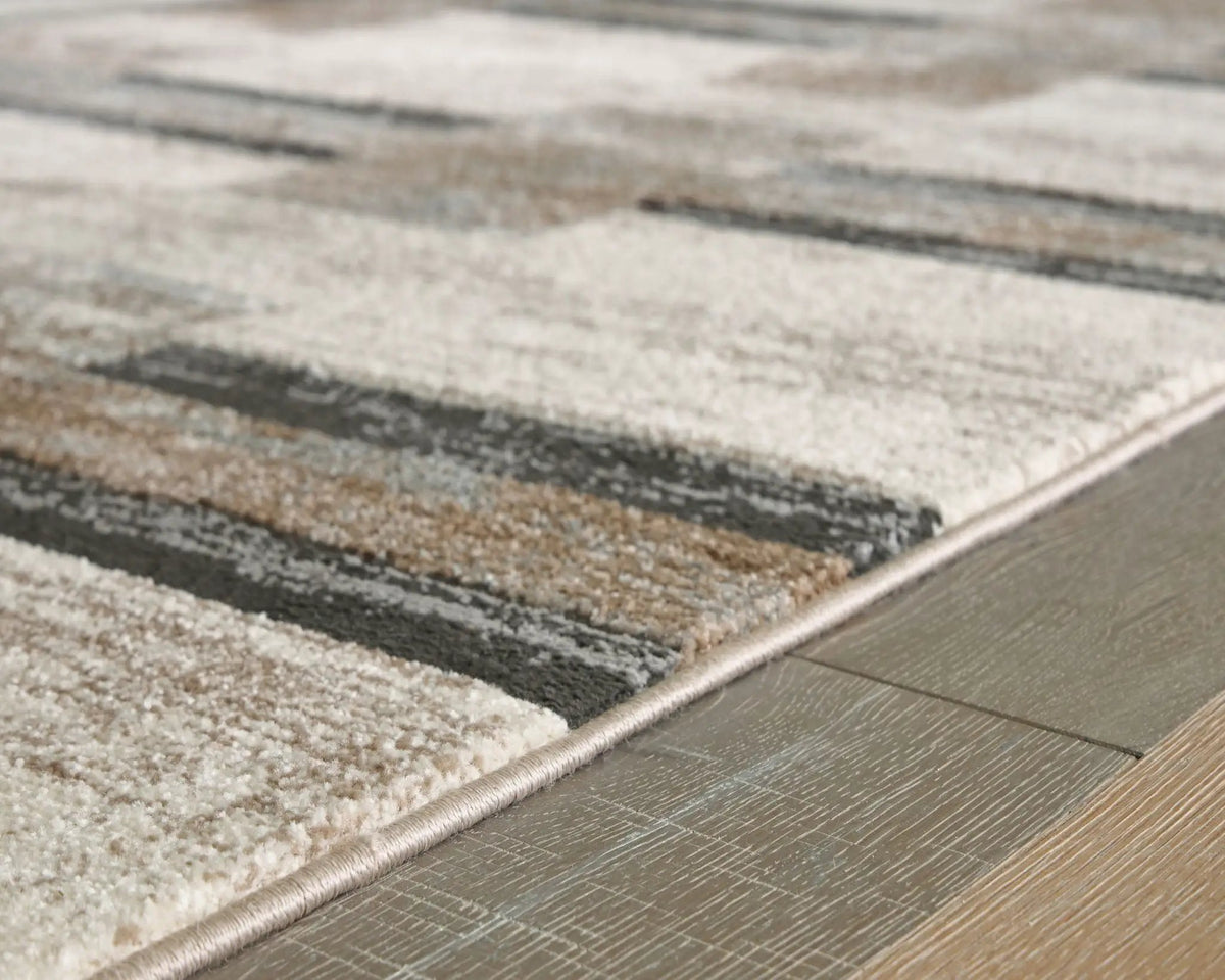 Alstone Area Rug | 94.5 x 119 Inch | Chunky Stripe Design | Neutral Palette