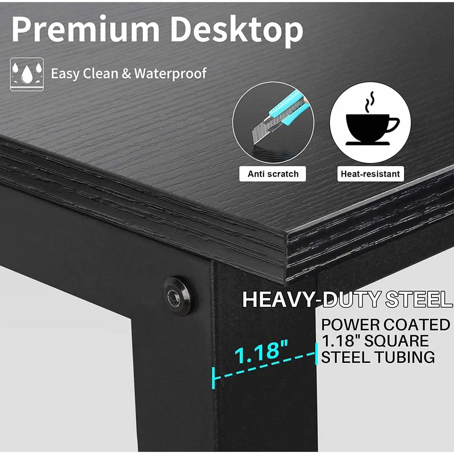 Black Computer Desk With Hutch And Bookshelf Extra Large Desktop from PriceLows™
