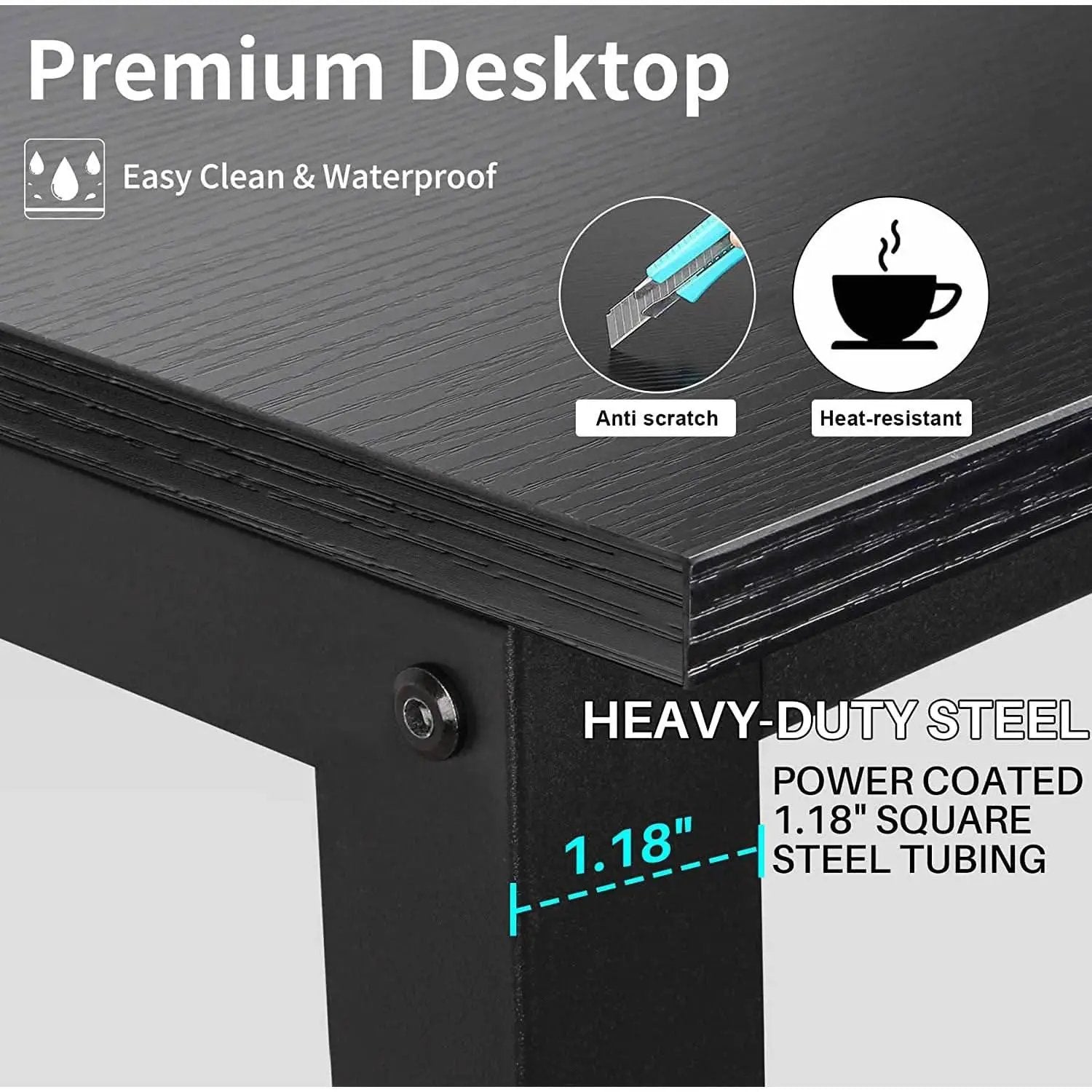 Black Computer Desk With Hutch And Bookshelf Extra Large Desktop from PriceLows™