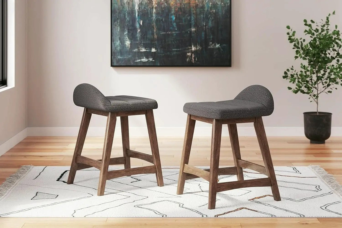 Counter Height Bar Stool Set Of 2 28.5 Inch Charcoal Brown from PriceLows™