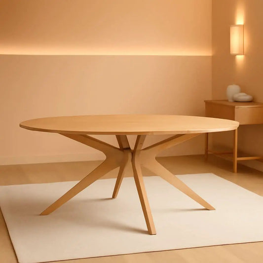 Crossroads 71 Inch Oak Oval Dining Table Mid Century from PriceLows™