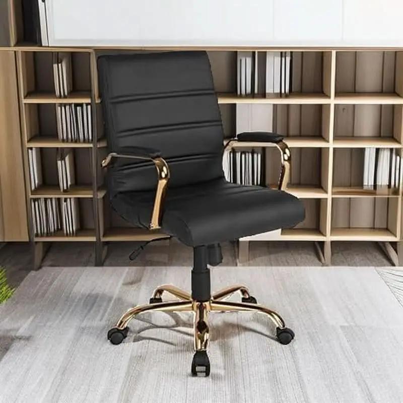 LeatherSoft Mid-Back Office Chair With Adjustable Height from PriceLows™