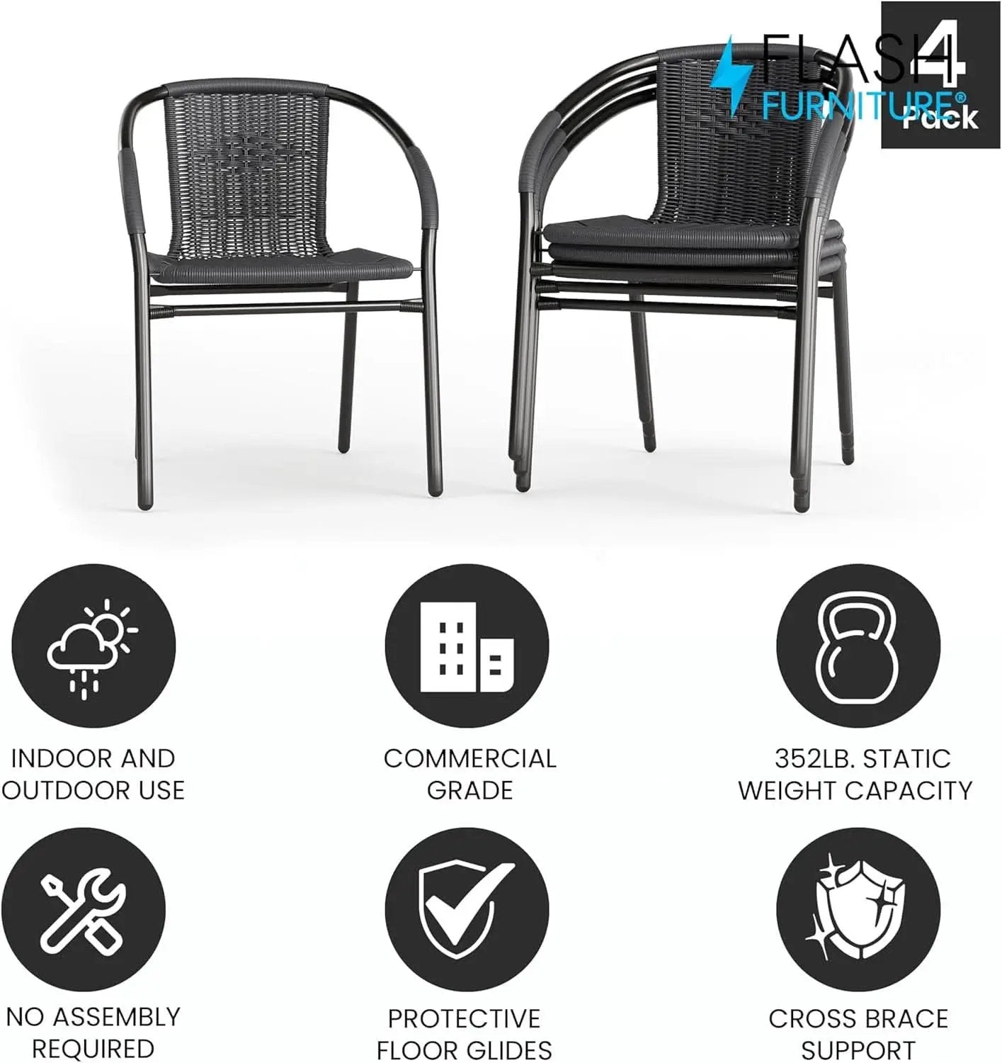 Modern Stackable Rattan Dining Chairs Set for Outdoor from PriceLows™