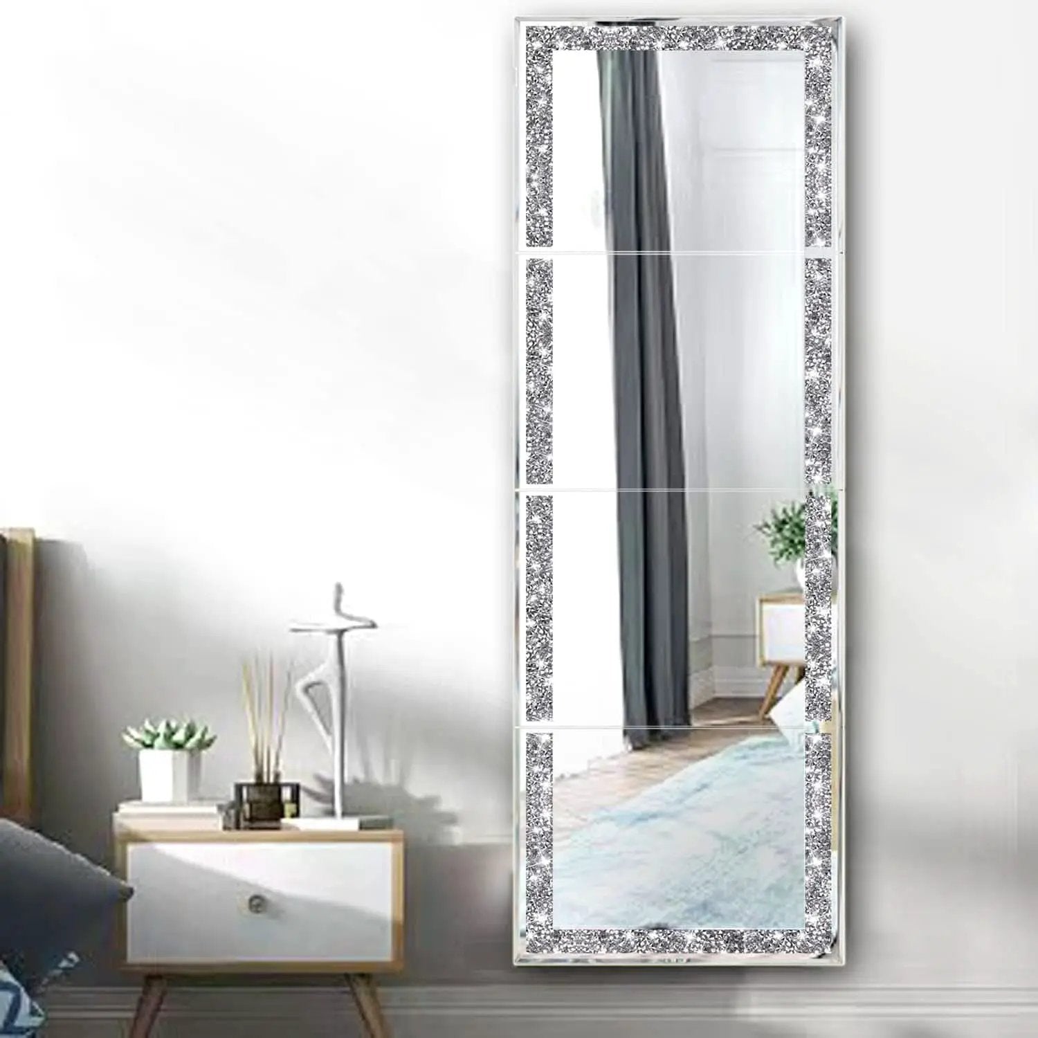 Full Length Mirror Tiles 4 Piece Frameless Wall Decor from PriceLows™