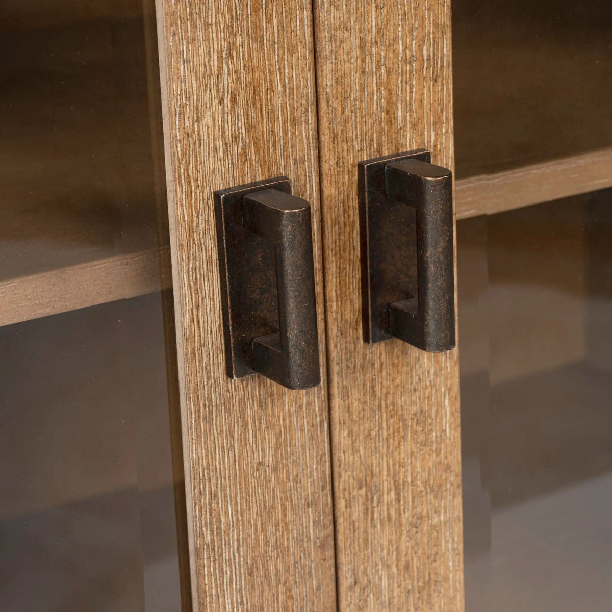 Plum Creek Display Cabinet | 2 Pieces | Oak Veneer & Fabric | Home