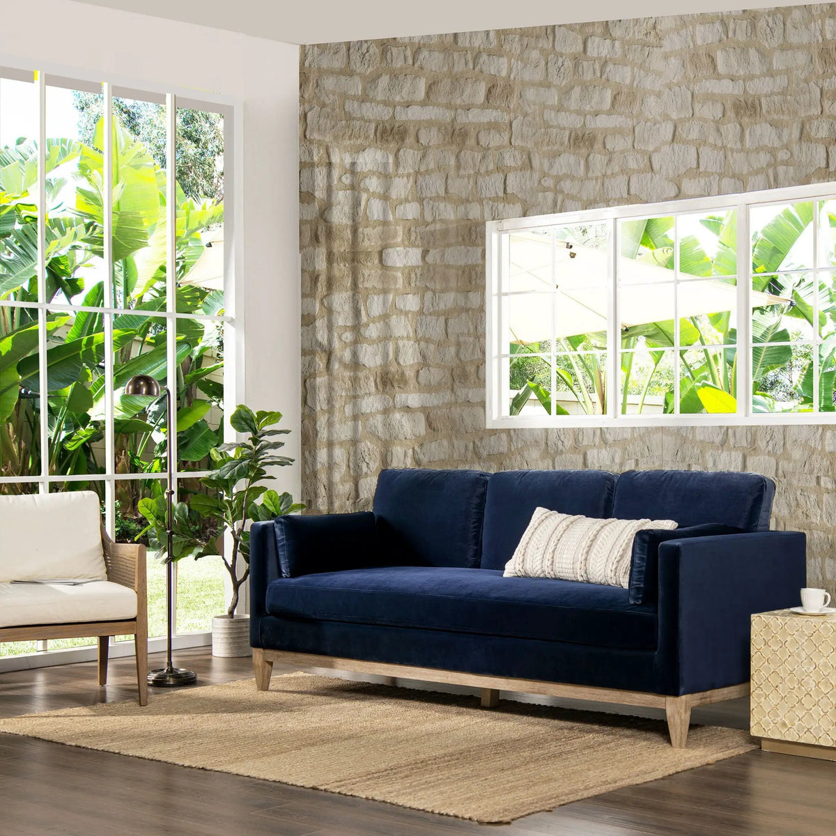 Knox Modern Farmhouse Sofa | Feather-Down Wrapped Cushions | Reversible Cushions | 84 Inch Length