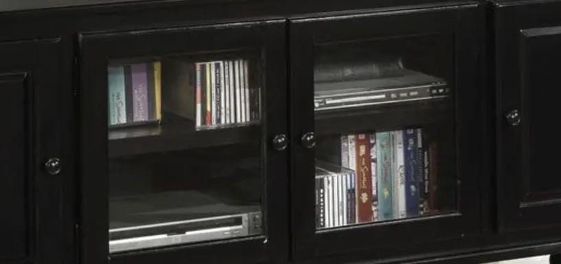 Ferla TV Stand | 19 x 58 x 26 in | Glass & Wood | Black