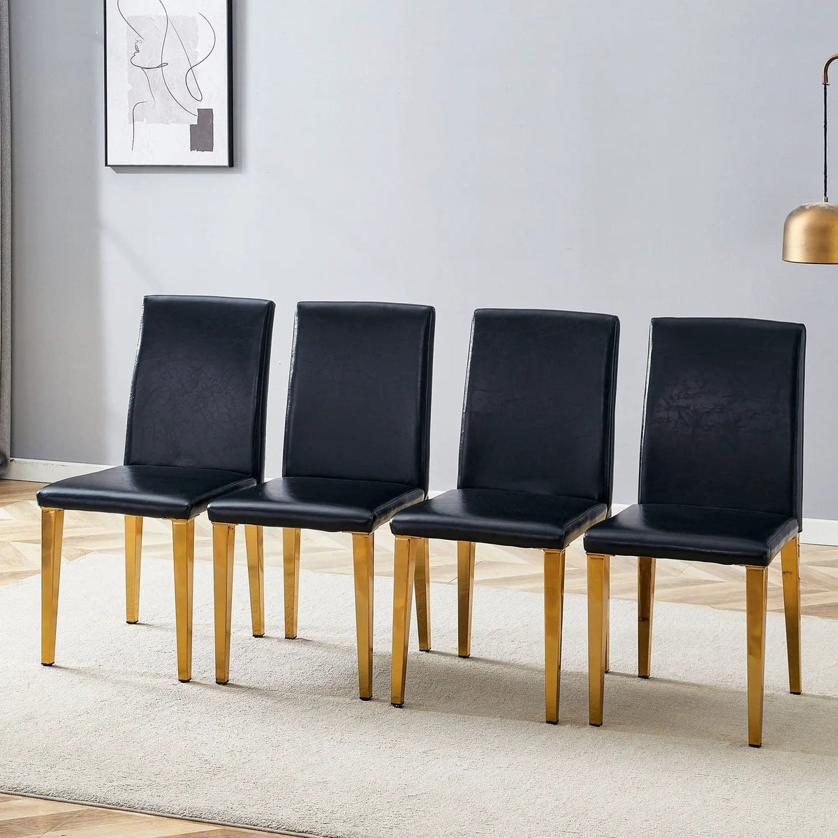 Modern Dining Chairs With Metal Legs Chair Set | 3 Pieces | Metal | Dining Room