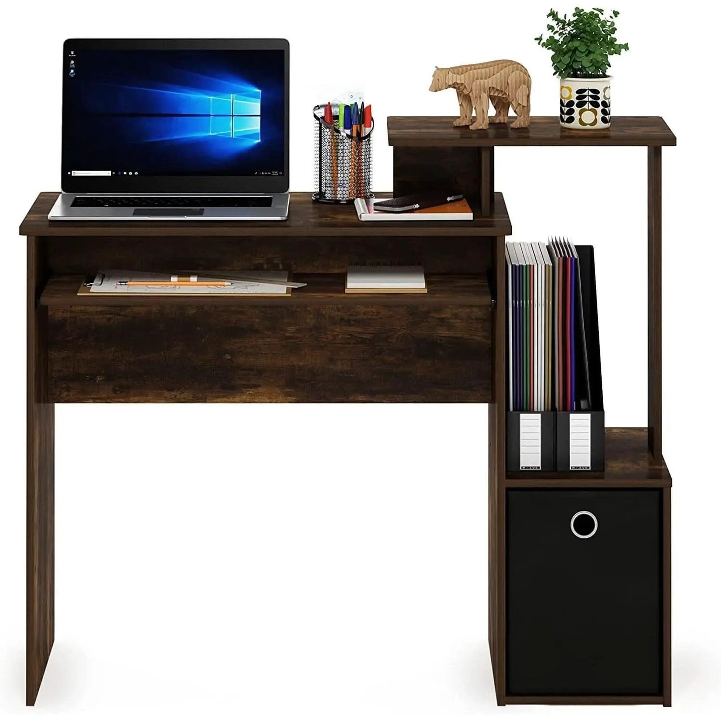 Amber Pine Black Econ Writing Desk With Keyboard Tray from PriceLows™