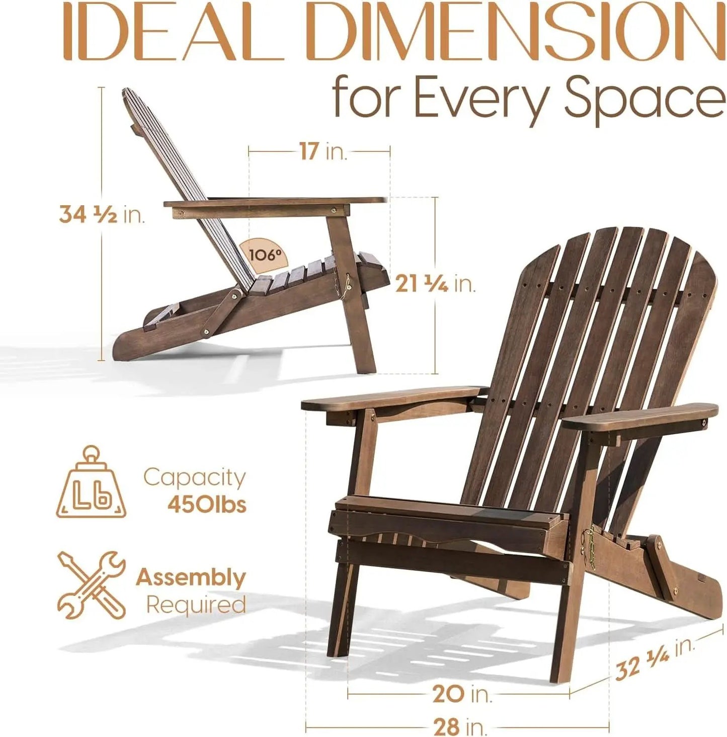 Outdoor Adirondack Chair Set Foldable Pre-Assembled Comfort from PriceLows™