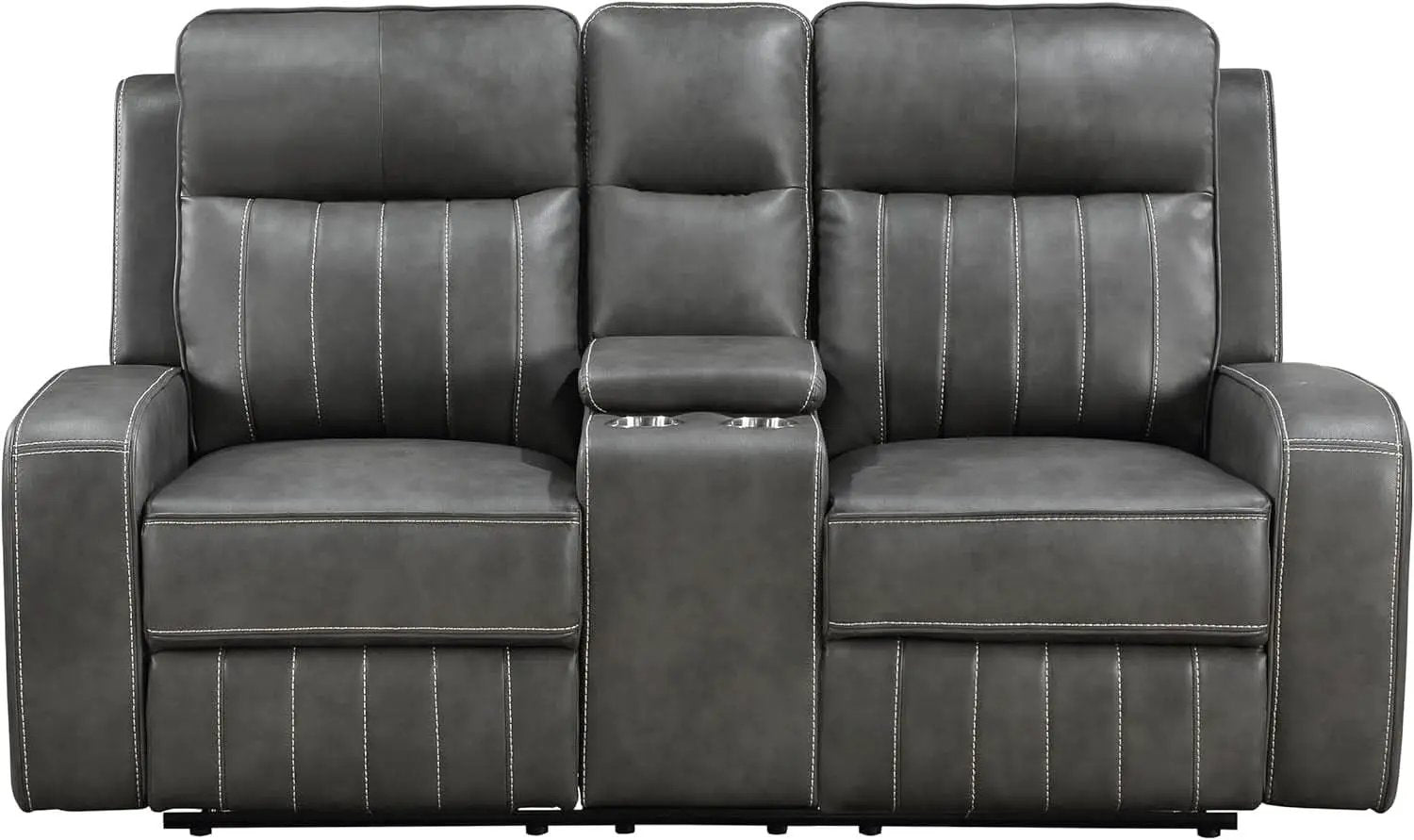 Gray Faux Leather Reclining Loveseat With Manual Recline from PriceLows™