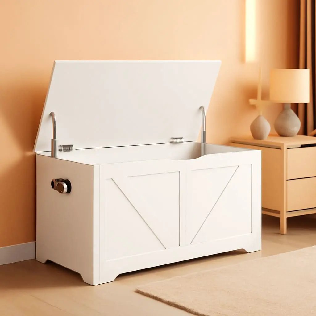 Cloud White PremiumStorage DeluxeBench With Hinges from PriceLows™