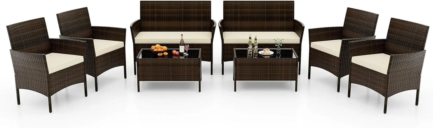 8-Piece Rattan Patio Furniture Set With Cushions from PriceLows™