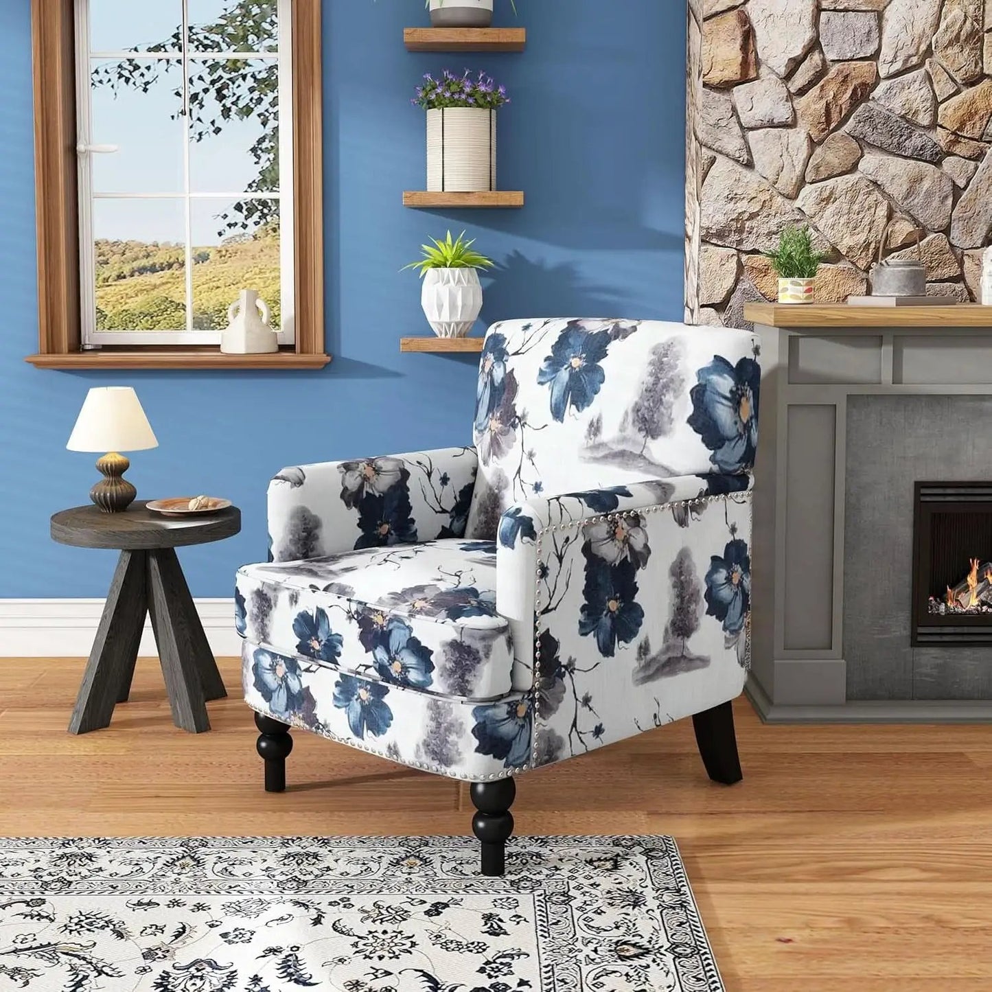 Boaz Floral Print Fabric Club Chair 32 Inch Depth Polyester from PriceLows™