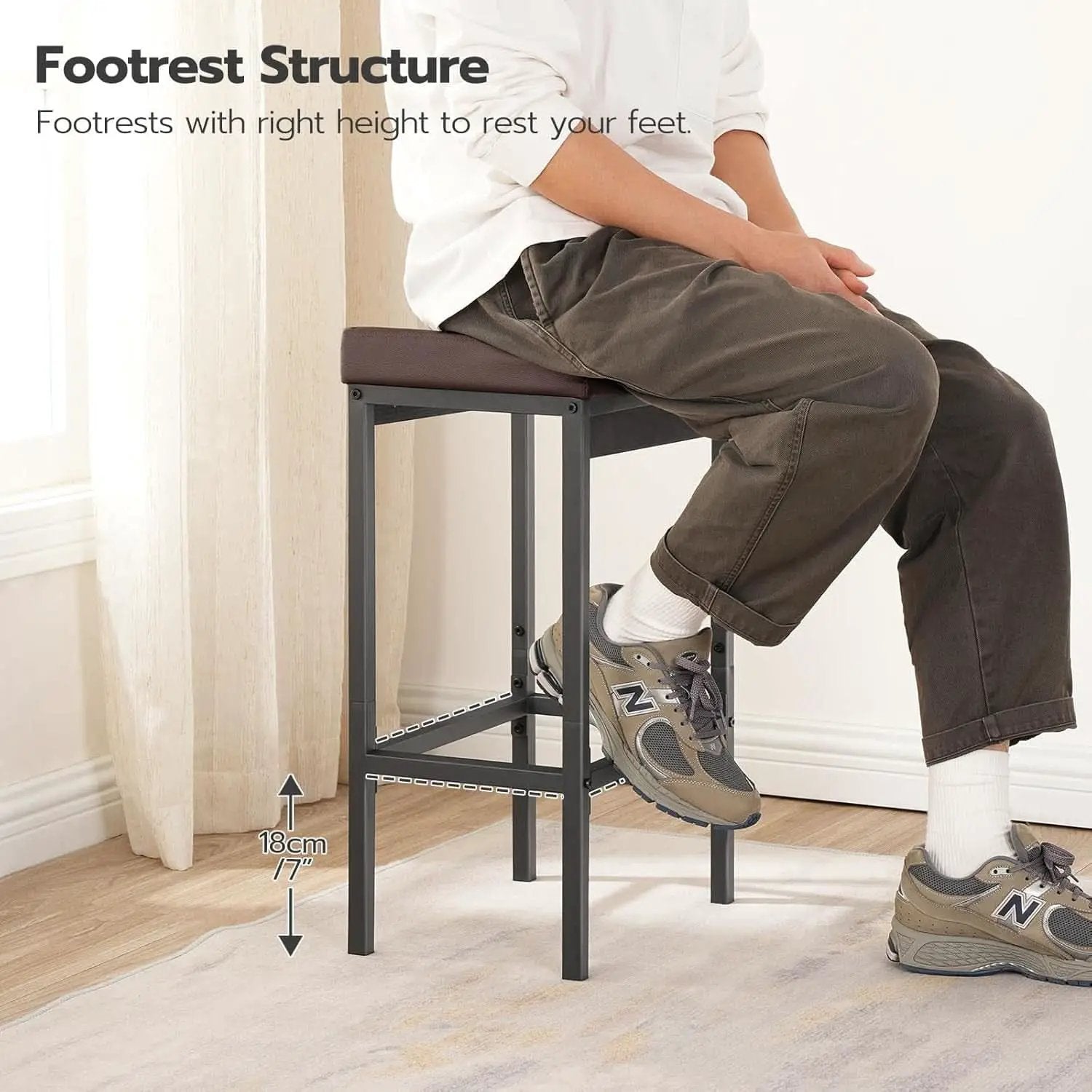 Bar Stools Set Of 2 24.8 Inch Height Black PU Upholstered from PriceLows™