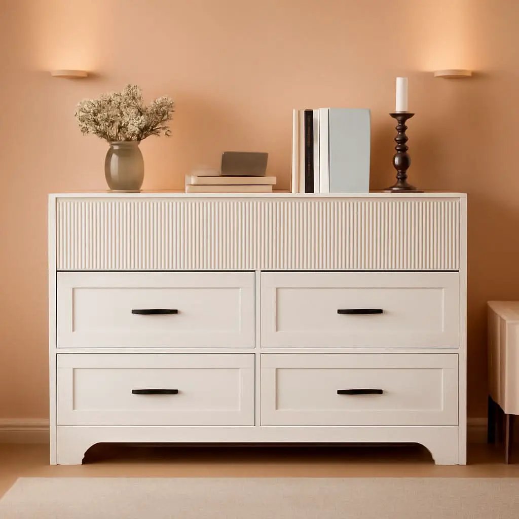 White 47Inch ContemporaryDresser With SevenDrawers from PriceLows™