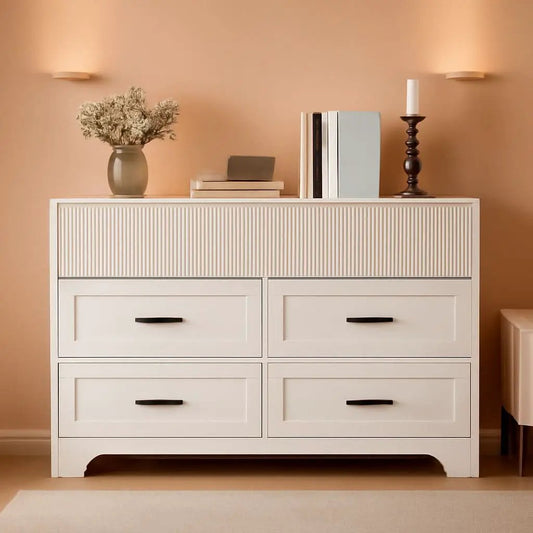 White 47Inch ContemporaryDresser With SevenDrawers from PriceLows™
