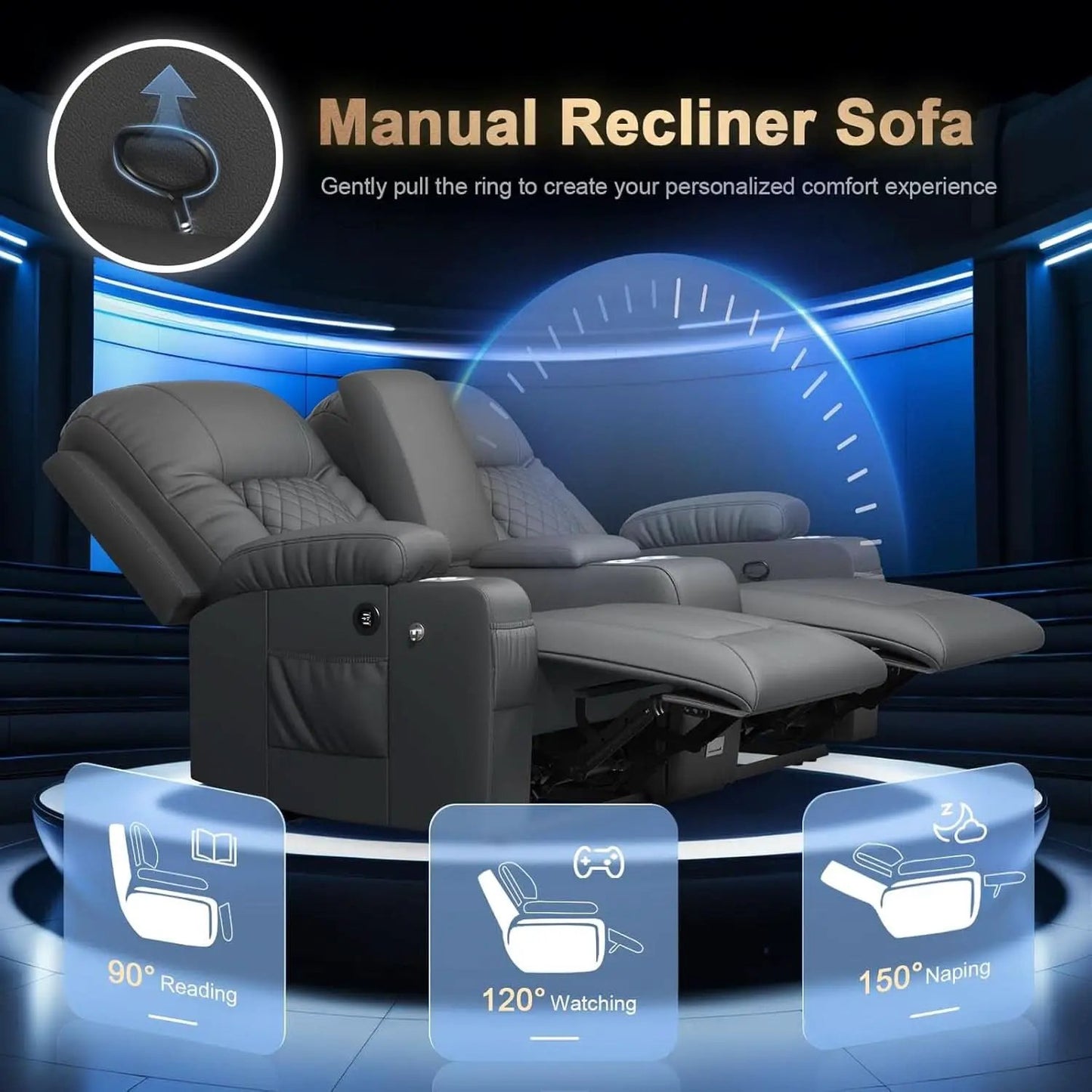 Two Seat Reclining Loveseat With Center Console USB Ports from PriceLows™