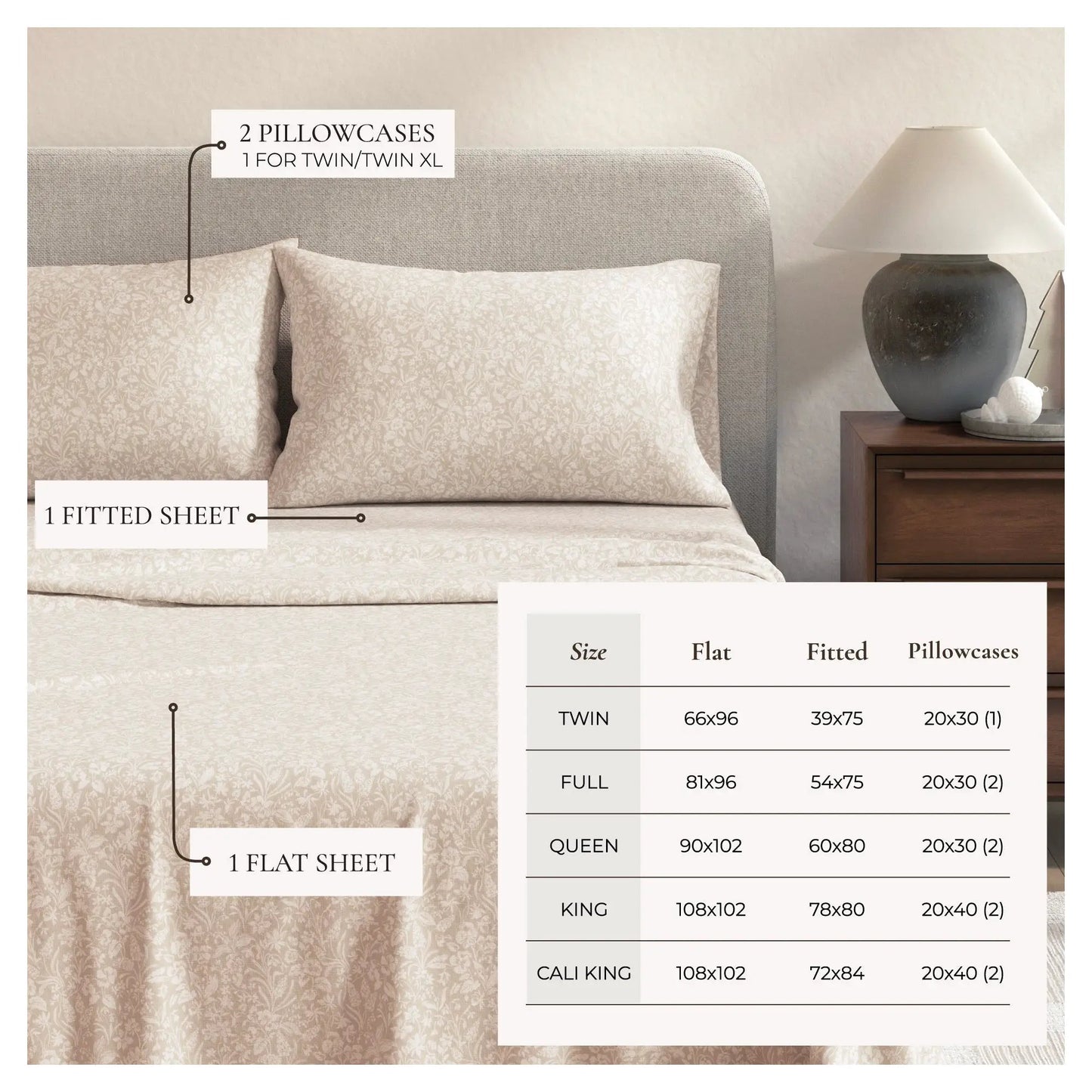 Turkish Cotton Flannel Sheet Set - Winter Floral Collection from PriceLows™