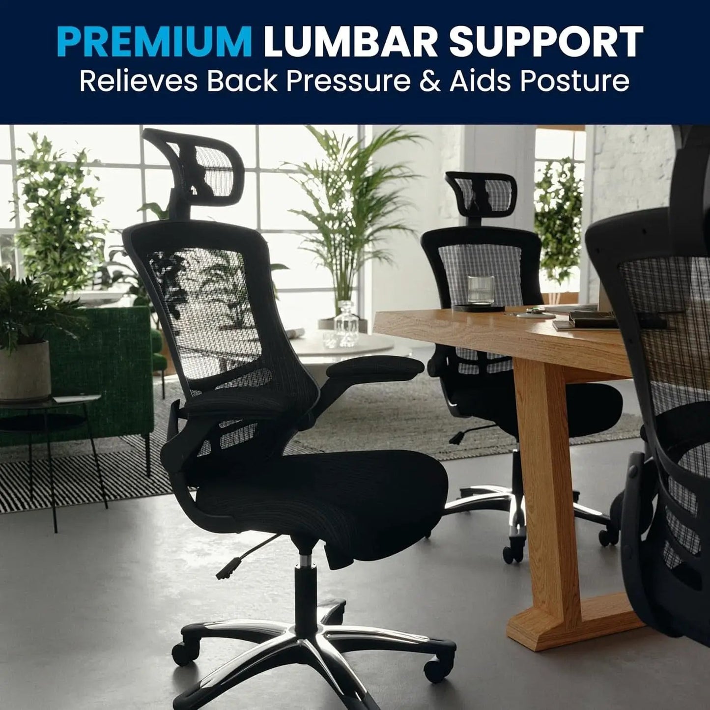 High Back Swivel Office Chair With Lumbar Support Black from PriceLows™