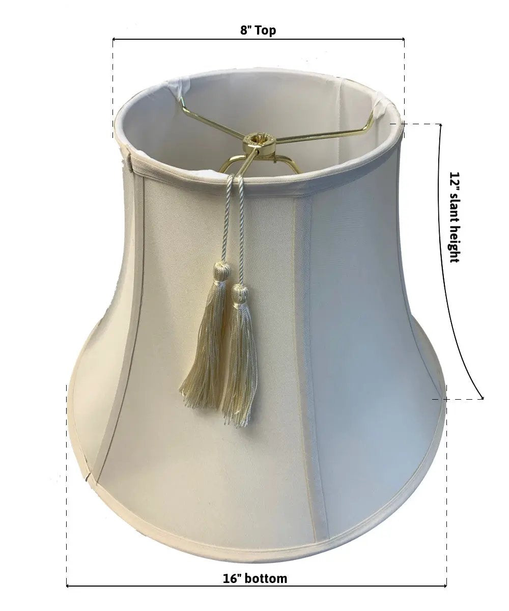 Lamp Shade | Shantung Fabric Tassel Design | 16 X 12 Inches | Eggshell Color