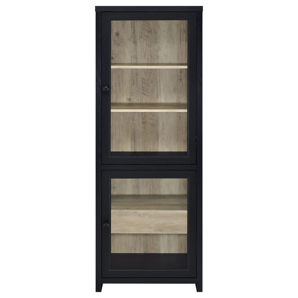 Denison 67-inch 2-door Media Tower Storage Cabinet Pier | 23.5 x 15.5 x 67 in | Glass | Black