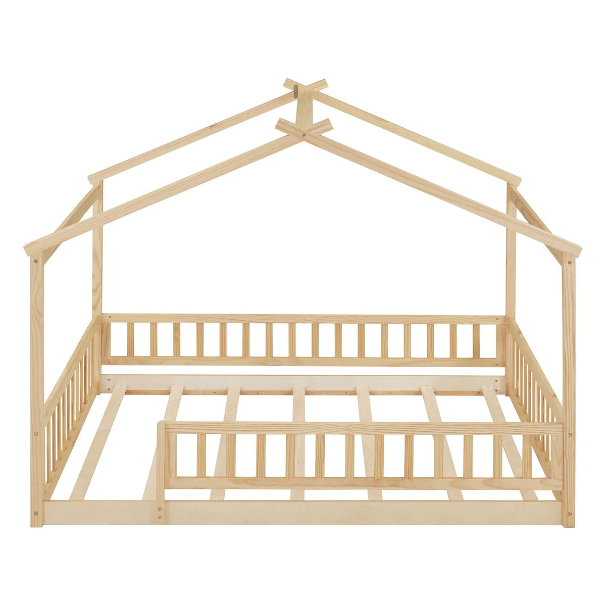 Kids Bed Frame | Playhouse Design | Roof And Fence | Toddler Size