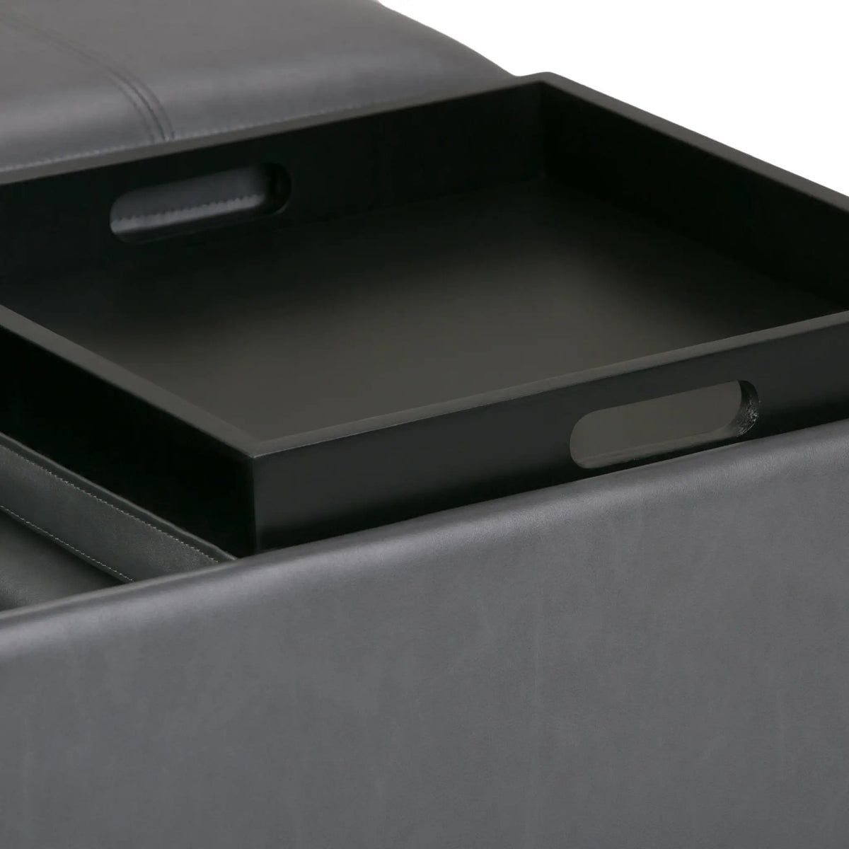 Avalon Square Storage Ottoman | Coffee Table Design | Four Flip Over Serving Trays | 35 Inch Width