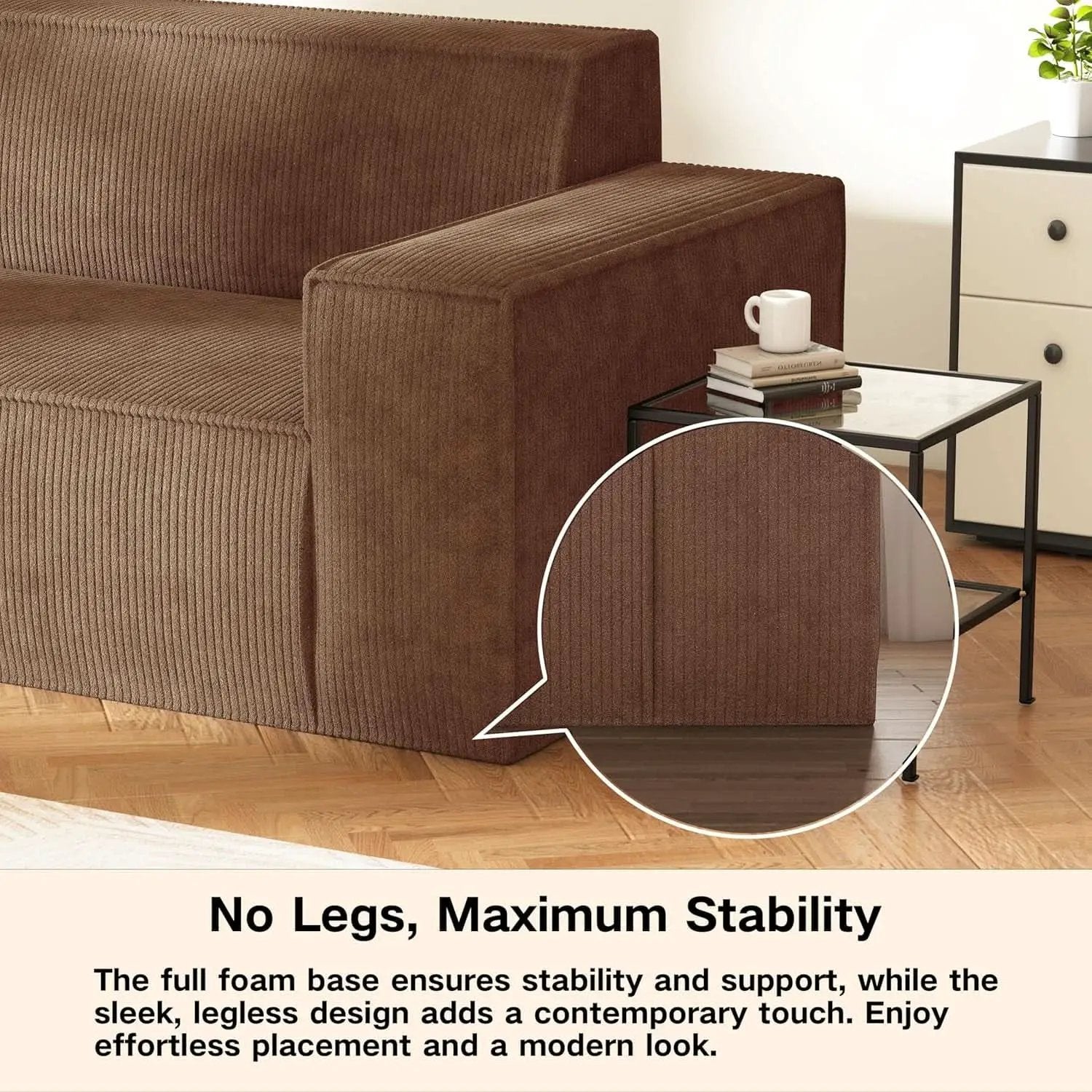 Sofa In A Box Memory Foam Brown Couch For Living Room from PriceLows™