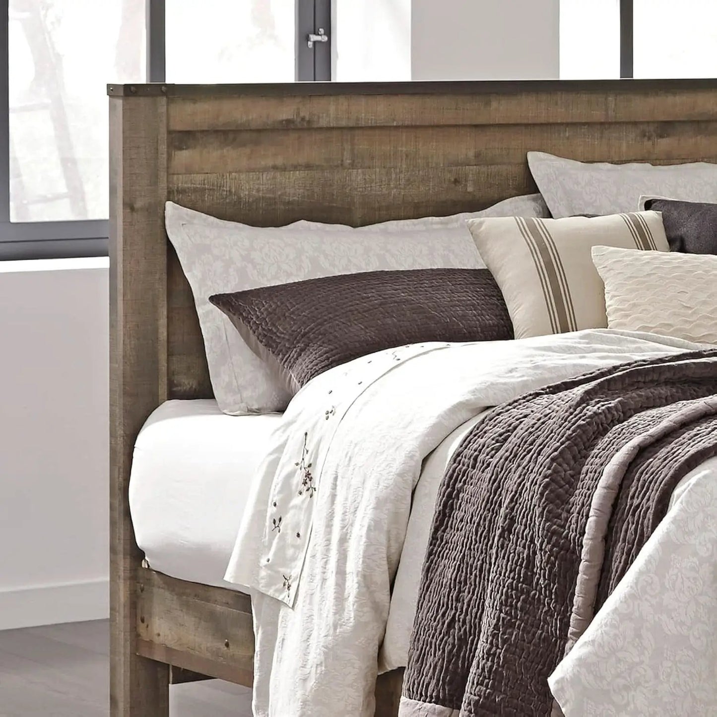 Rustic King Headboard with Charming Plank Details from PriceLows™