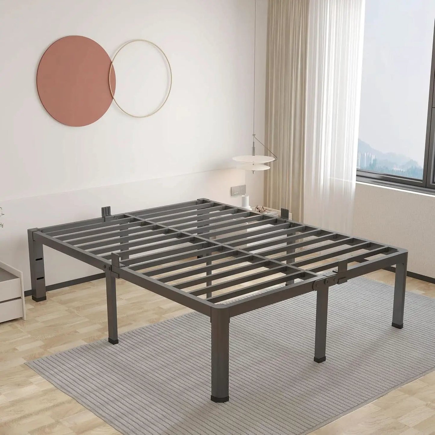 Premium King Size Metal Bed Frame With Under Bed Storage from PriceLows™
