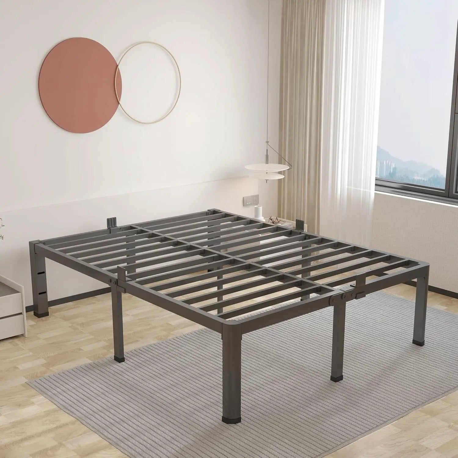 Premium King Size Metal Bed Frame With Under Bed Storage from PriceLows™