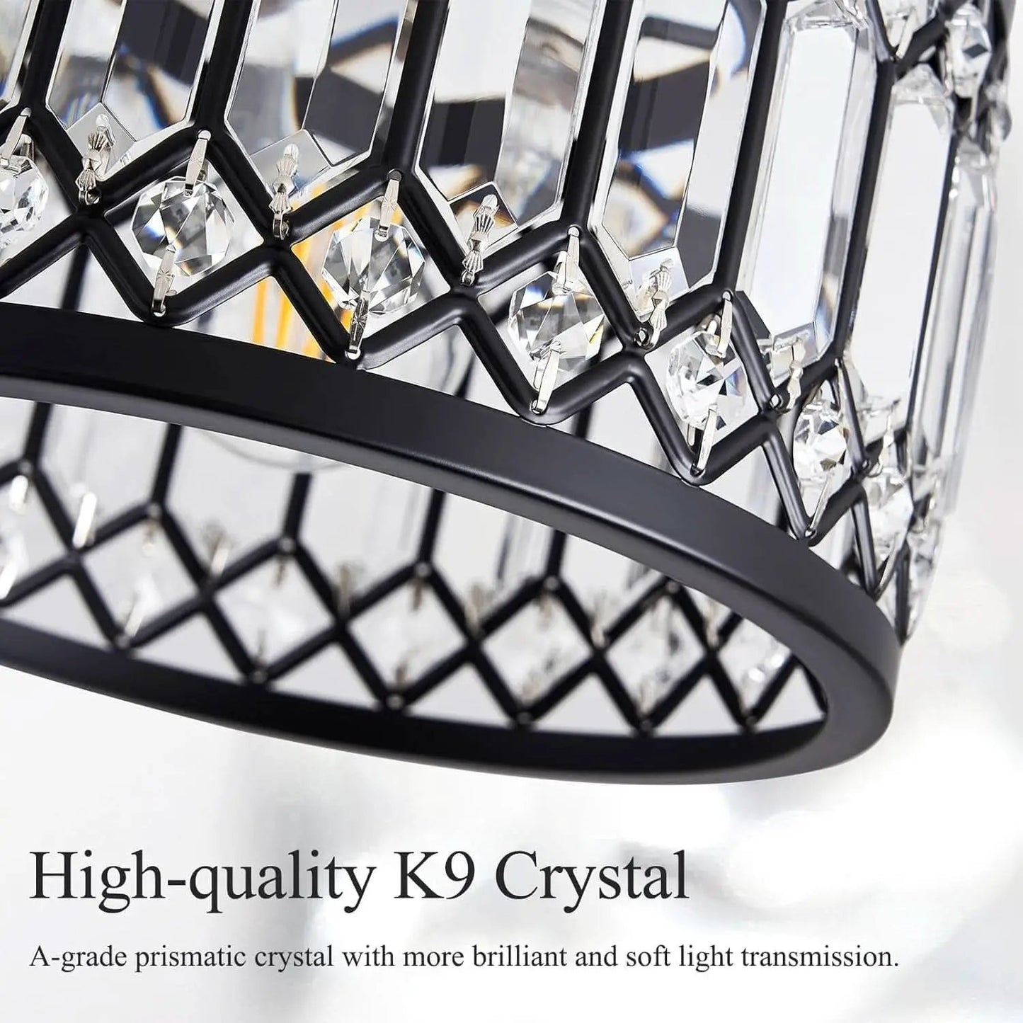 Crystal Black Three Light Semi Flush Mount Ceiling Light from PriceLows™