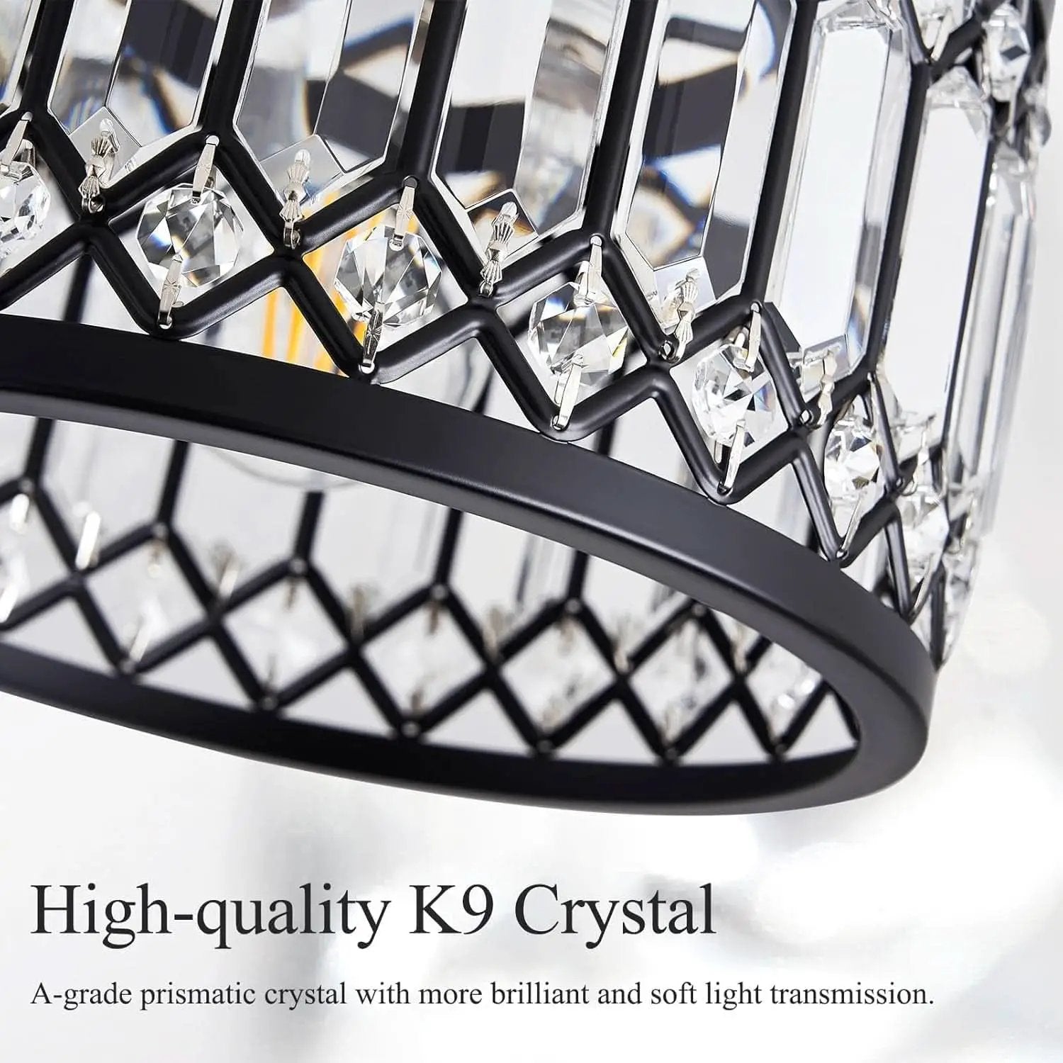 Crystal Black Three Light Semi Flush Mount Ceiling Light from PriceLows™