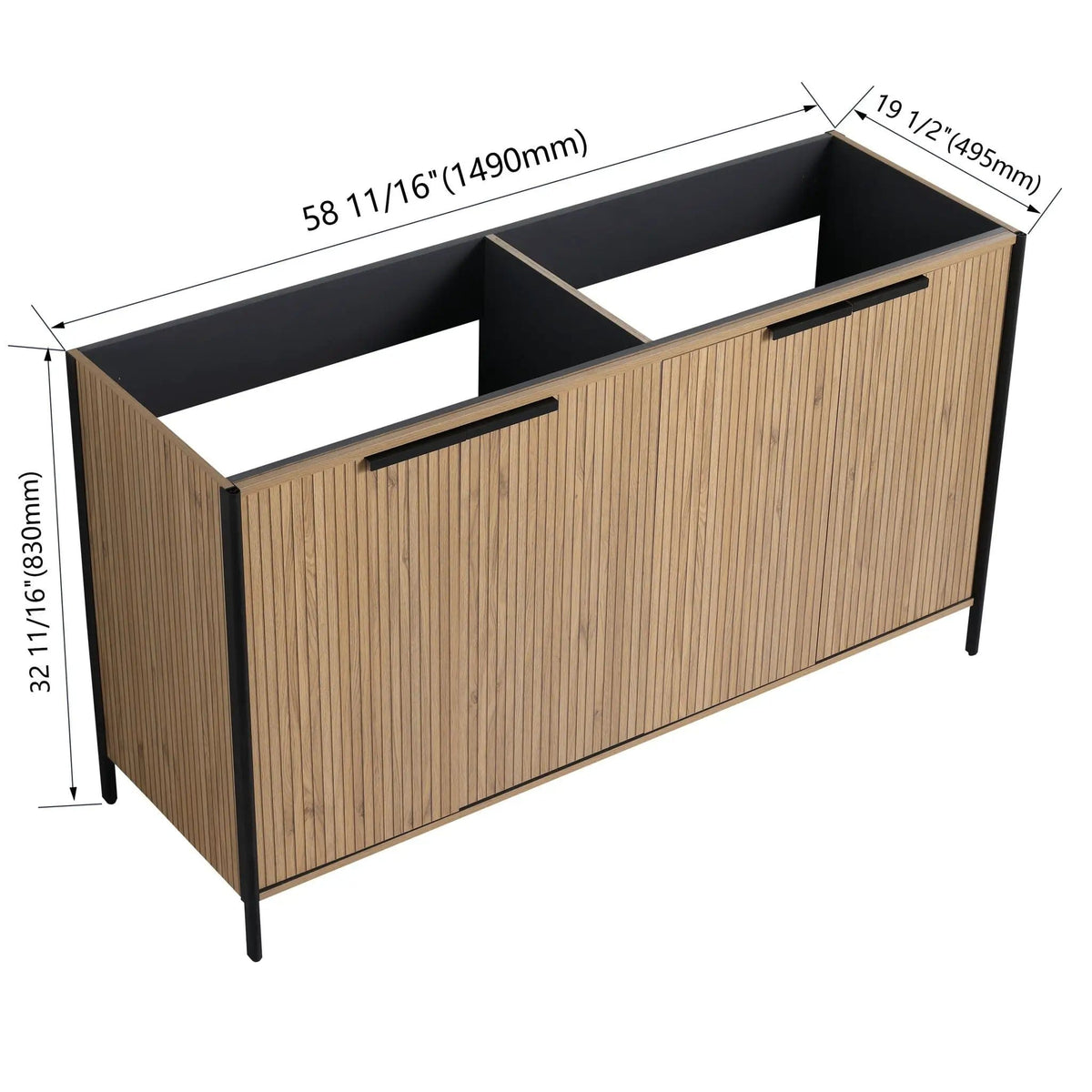 Contemporary Freestanding Bathroom Vanity With Adjustable Shelves | 5 Pieces | Stainless Steel & Metal | Bathroom