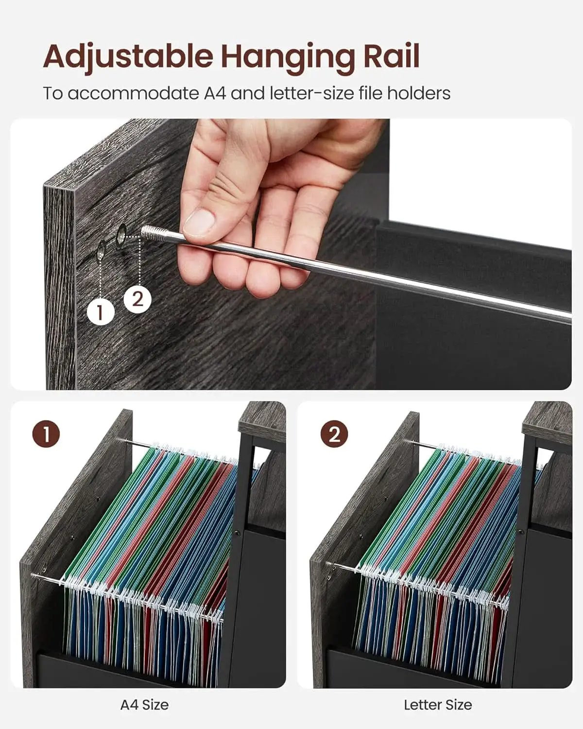 Mobile File Cabinet With Wheels 2 Drawers Open Shelf Charcoal Gray And Ink Black from PriceLows™
