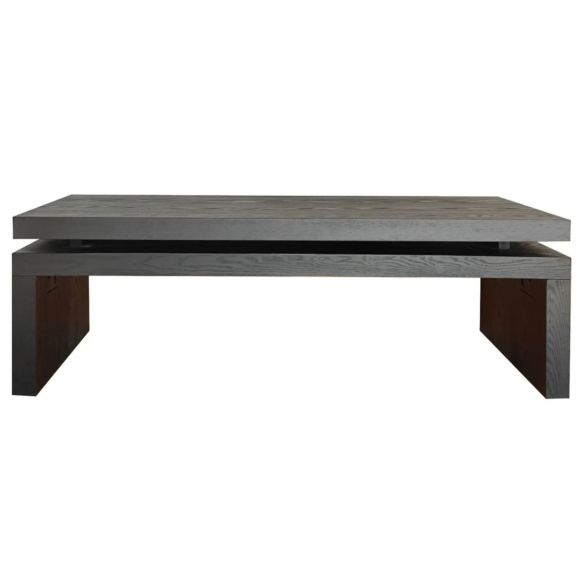 Rectangular Center Table | Solid Engineered Wood | Layered Silhouette | Distinctive Wood Grain