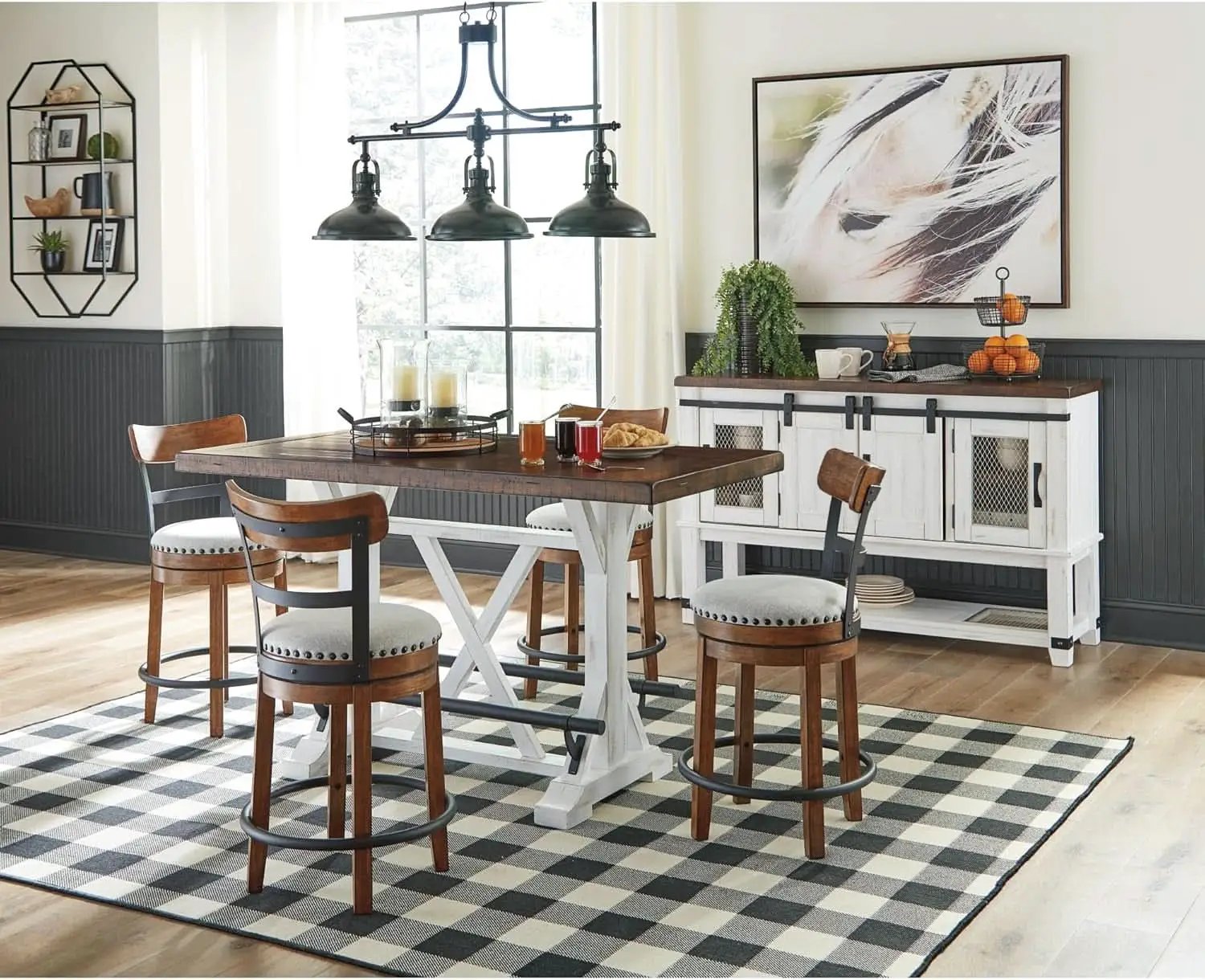 Rustic Farmhouse 24.5 Inch Counter Height Swivel Bar Stool from PriceLows™